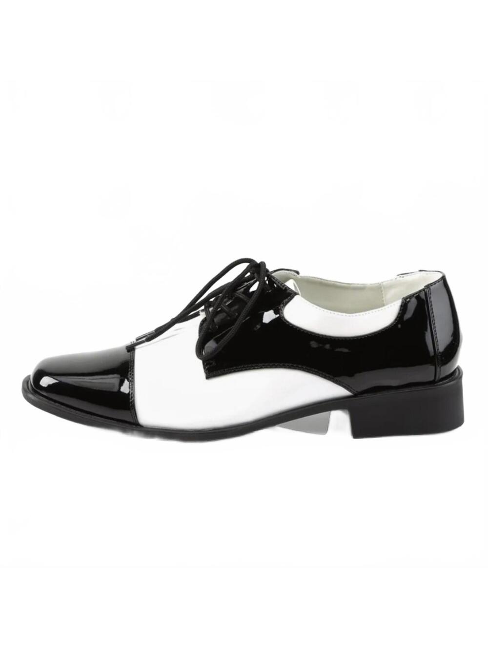 FUNTASMA Men’s Black and White Oxford Shiny Faux Patten Shoes Size Large FLAWED